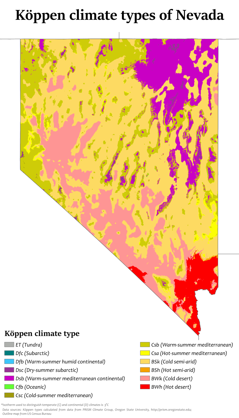 A climate Map of Nevada