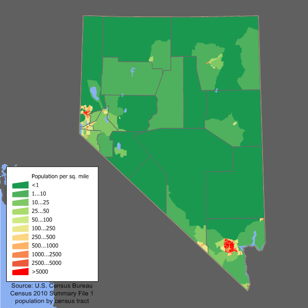 A population Map of Nevada